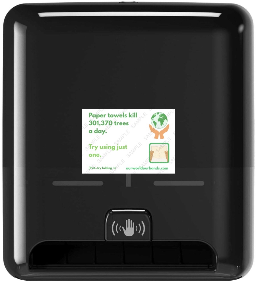 Single landscape sticker on paper towel dispenser