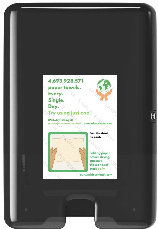 Two Landscape stickers adjacent on paper towel dispenser
